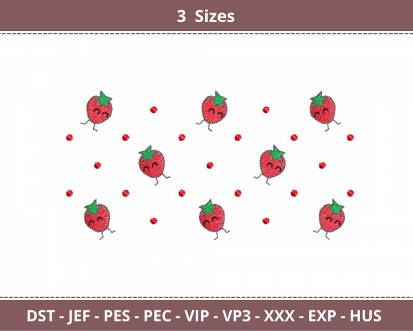 Cute Strawberry Machine Embroidery Designs-3 Sizes-instant download