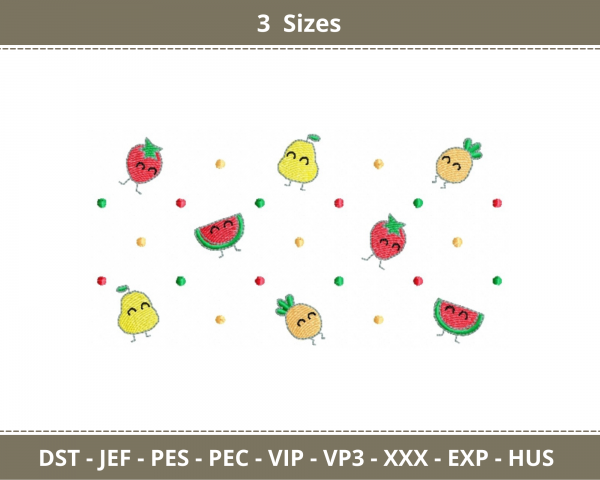Cute Fruits Machine Embroidery Designs-3 Sizes-instant download
