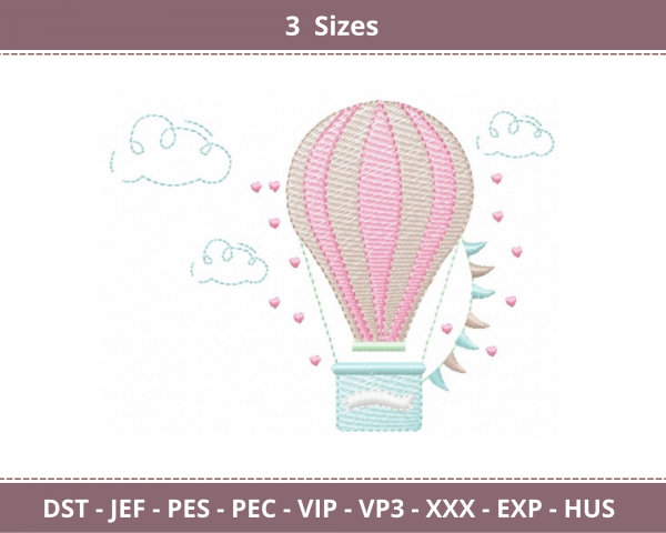 Air balloon Machine Embroidery Designs-3 Sizes-instant download