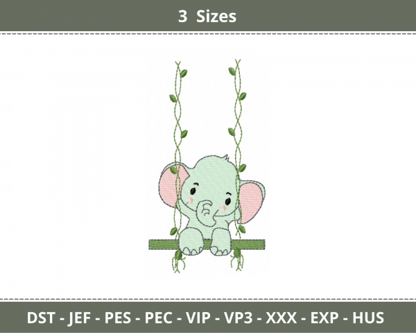 Baby Elephant Machine Embroidery Designs-3 Sizes-instant download