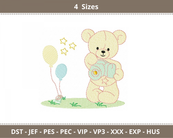 Teddy Machine Embroidery Designs-4 Sizes-instant download