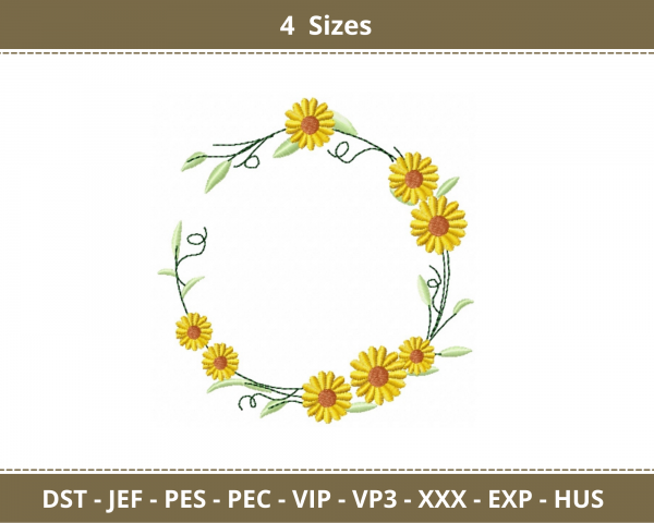 Floral Frame Machine Embroidery Designs-4 Sizes-instant download
