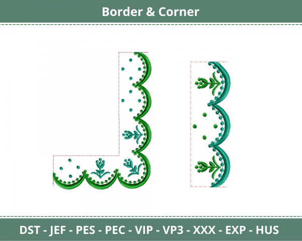 Border & Corner Machine Embroidery Designs-4 Sizes-instant download