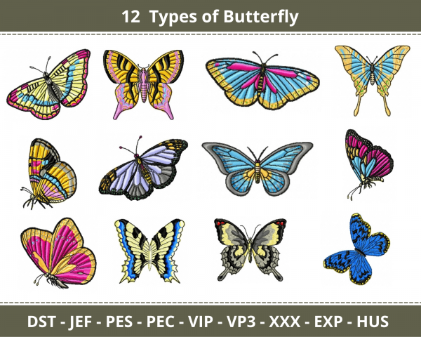 Creative Butterfly Machine Embroidery Designs-1 Size-12 Types-instant download