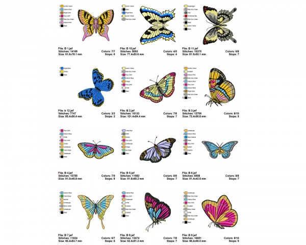Creative Butterfly Machine Embroidery Designs-1 Size-12 Types-instant download