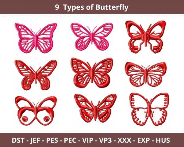 Creative Butterfly Machine Embroidery Designs-1 Size-9 Types-instant download