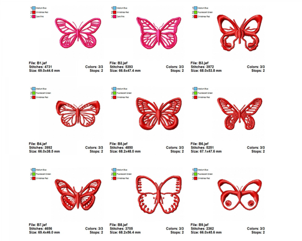 Creative Butterfly Machine Embroidery Designs-1 Size-9 Types-instant download