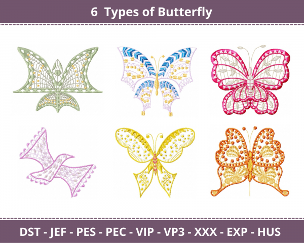 Creative Butterfly Machine Embroidery Designs-1 Size-6 Types-instant download