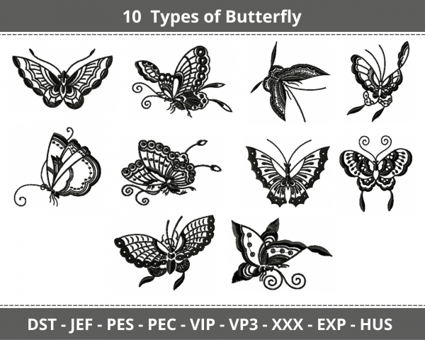 Creative Butterfly Machine Embroidery Designs-1 Size-10 Types-instant download