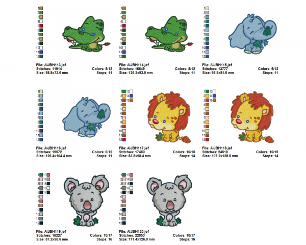 Creative Animal Machine Embroidery Designs-2 Sizes-10 Types-instant download