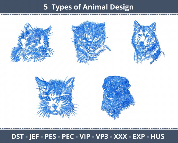 Cat & Dog Machine Embroidery Designs-1 Size-instant download