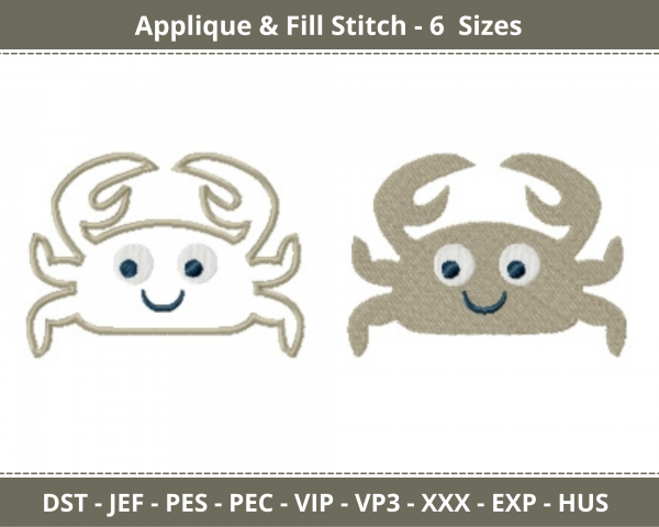 Baby Crab Applique & Fill Stitch Machine Embroidery Designs