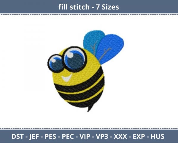 Cartoon Bee Machine Embroidery Designs