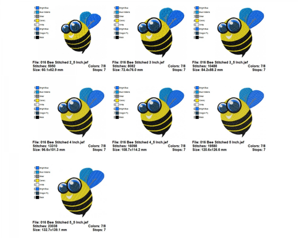 Cartoon Bee Machine Embroidery Designs-7 Sizes-instant download