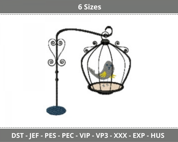 Bird Cage Machine Embroidery Designs-6 Sizes-instant download