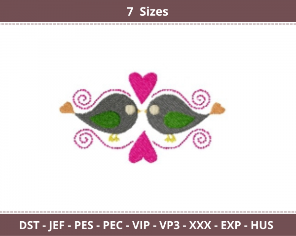 Bird love Machine Embroidery Designs-7 Sizes-instant download