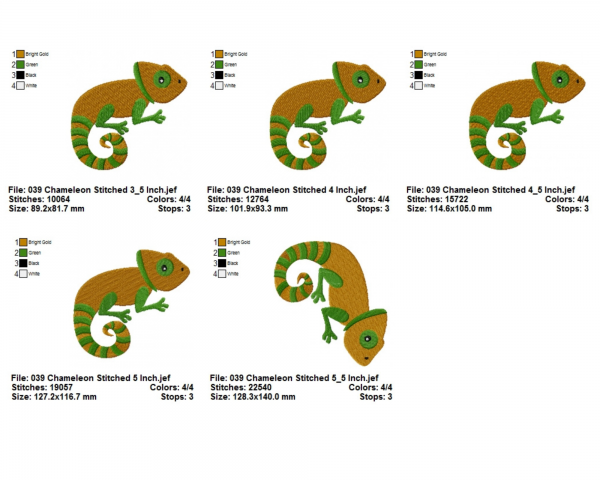 Chameleon Applique & Fill Stitch Machine Embroidery Designs-7 Sizes-instant download