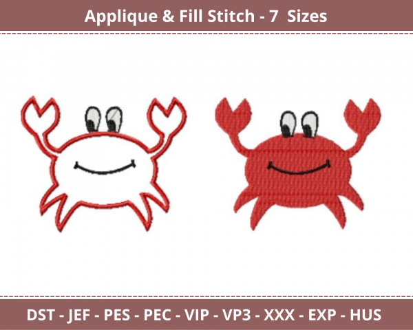 Crab Applique & Fill Stitch Machine Embroidery Designs