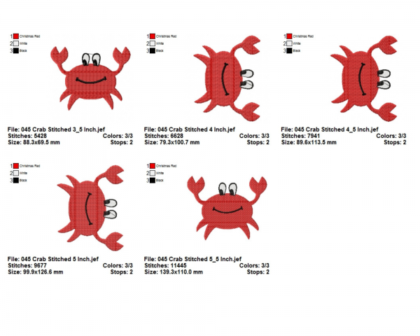 Crab Applique & Fill Stitch Machine Embroidery Designs-7 Sizes-instant download