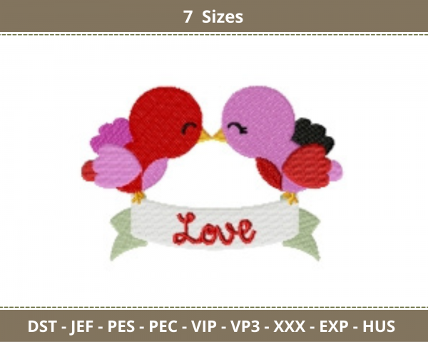 Birds with Banner Machine Embroidery Designs