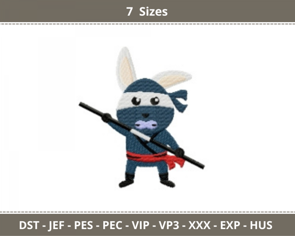 Bunny Ninja Machine Embroidery Designs-7 Sizes-instant download