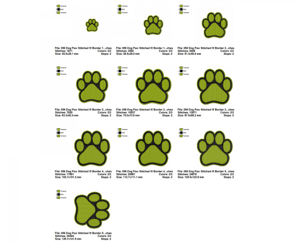 Dog Paw Machine Embroidery Designs-10 Sizes-instant download