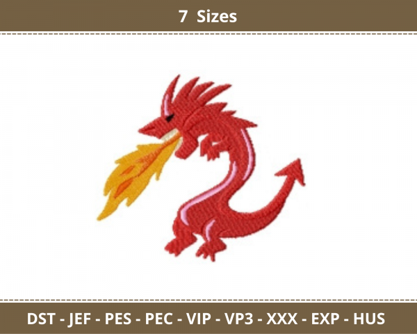 Fire Dragon Machine Embroidery Designs-7 Sizes-instant download