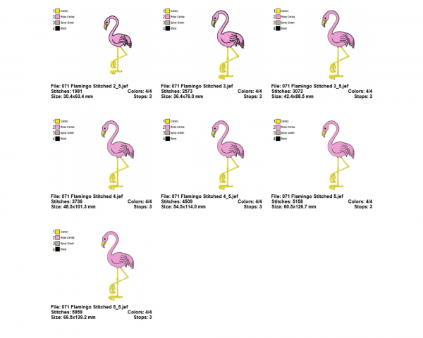 Flamingo Machine Embroidery Designs-7 Sizes-instant download