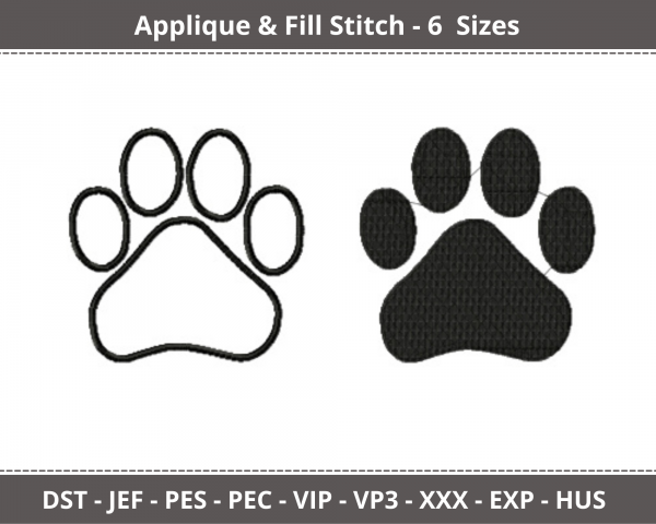 Dog Paw Machine Embroidery Designs-6 Sizes-instant download