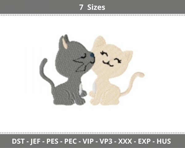 Love Cats Machine Embroidery Designs-7 Sizes-instant download