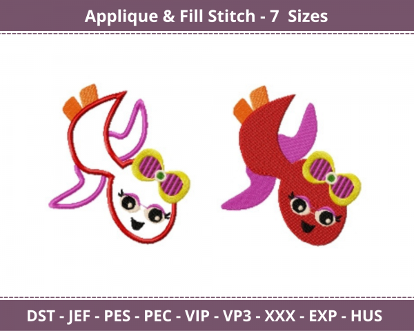 Girl Dino Applique & Fill Stitch Machine Embroidery Designs-7 Sizes-instant download