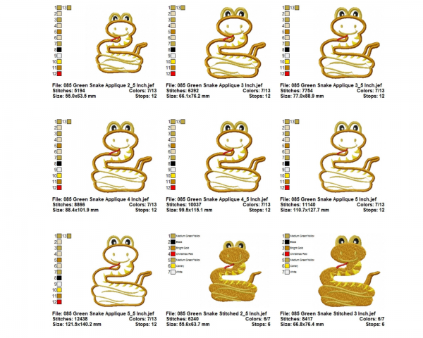 Snake Applique & Fill Stitch Machine Embroidery Designs-7 Sizes-instant download