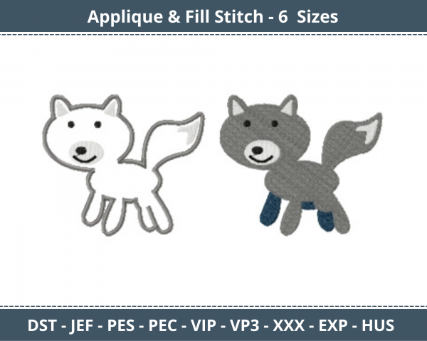 Fox Applique & Fill Stitch Machine Embroidery Designs-6 Sizes-instant download