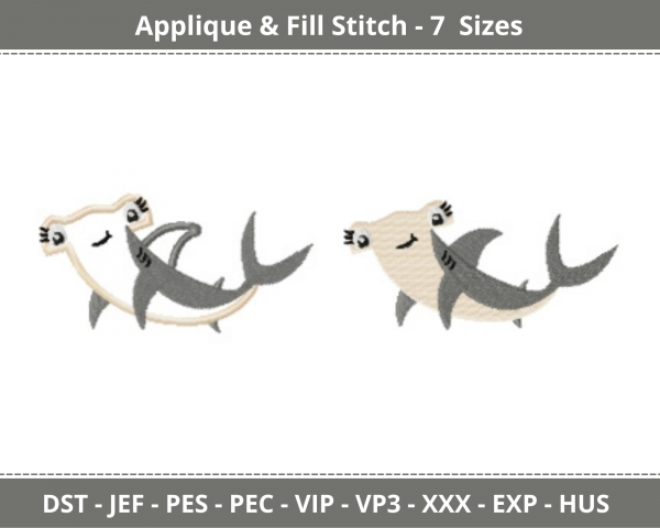 Fish Applique & Fill Stitch Machine Embroidery Designs-7 Sizes-instant download