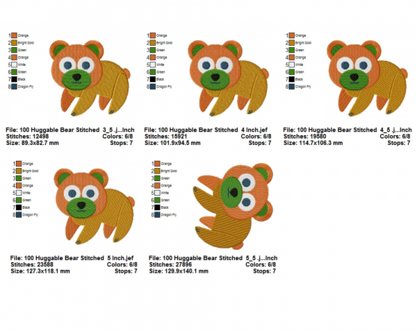 Huggable Bear Applique & Fill Stitch Machine Embroidery Designs-7 Sizes-instant download