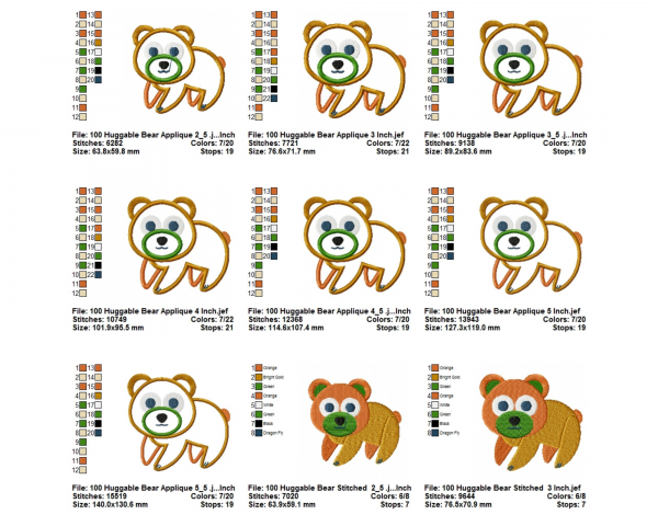 Huggable Bear Applique & Fill Stitch Machine Embroidery Designs-7 Sizes-instant download