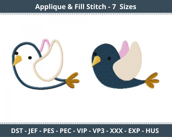 Little Bird Applique & Fill Stitch Machine Embroidery Designs