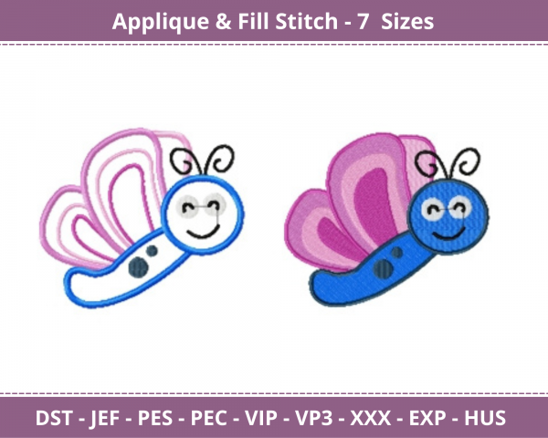 Little Bug Butterfly Applique & Fill Stitch Machine Embroidery Designs