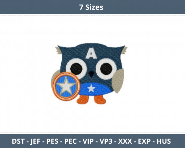 Owl Captain America Machine Embroidery Designs