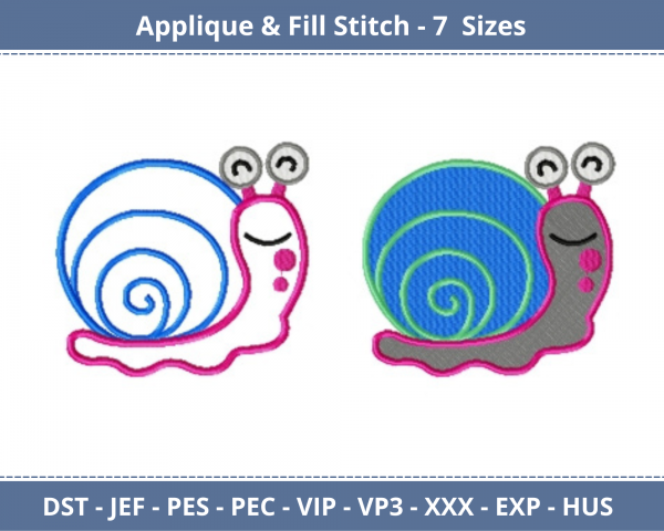 Lady Bug Snail Applique & Fill Stitch Machine Embroidery Designs