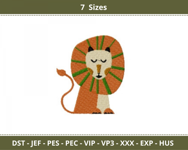 Peaceful Lion Machine Embroidery Designs-7 Sizes-instant download