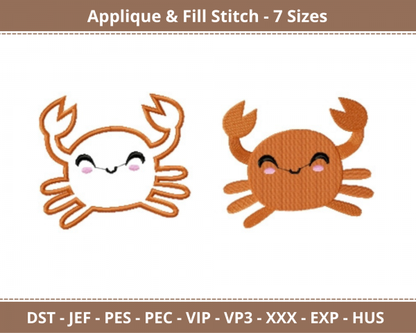 Crab Applique & Fill Stitch Machine Embroidery Designs