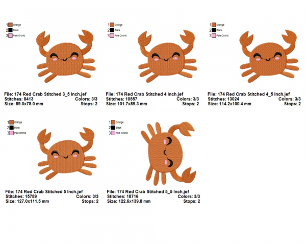 Crab Machine Embroidery Designs-7 Sizes-instant download
