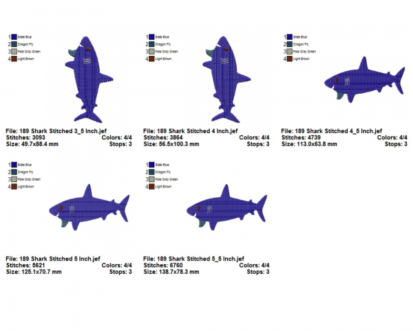 Shark Applique & Fill Stitch Machine Embroidery Designs-7 Sizes-instant download
