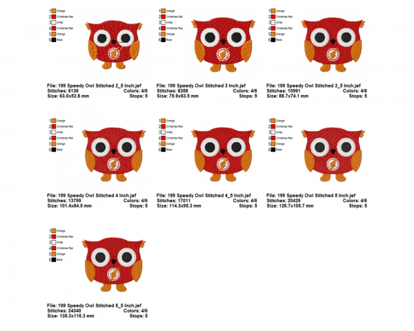 Speedy Owl Machine Embroidery Designs-7 Sizes-instant download