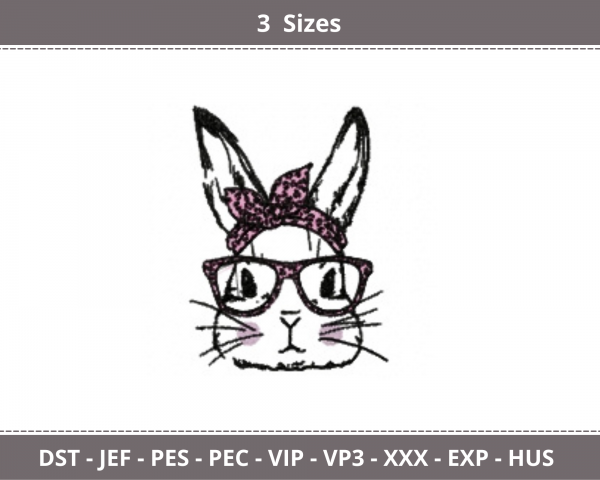 Cute Bunny Machine Embroidery Designs-3 Sizes-instant download