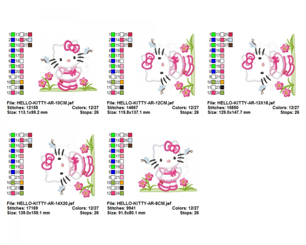 Kitty Machine Embroidery Designs-5 Sizes-instant download