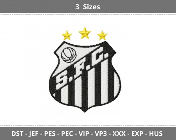  Santos FC Football Team Logo Machine Embroidery Designs