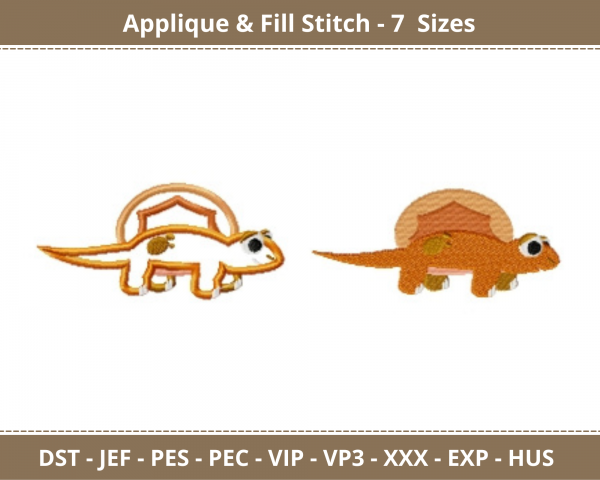 Baby Dino Applique & Fill Stitch Machine Embroidery Designs