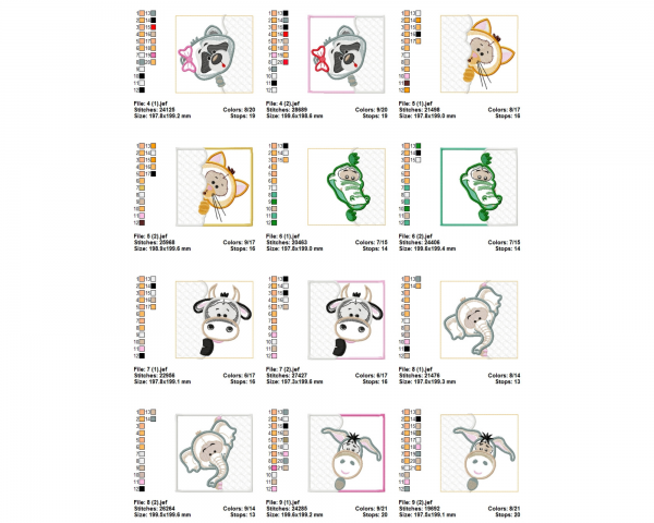 Baby Animals Machine Embroidery Designs-2 Sizes-12 Types-instant download